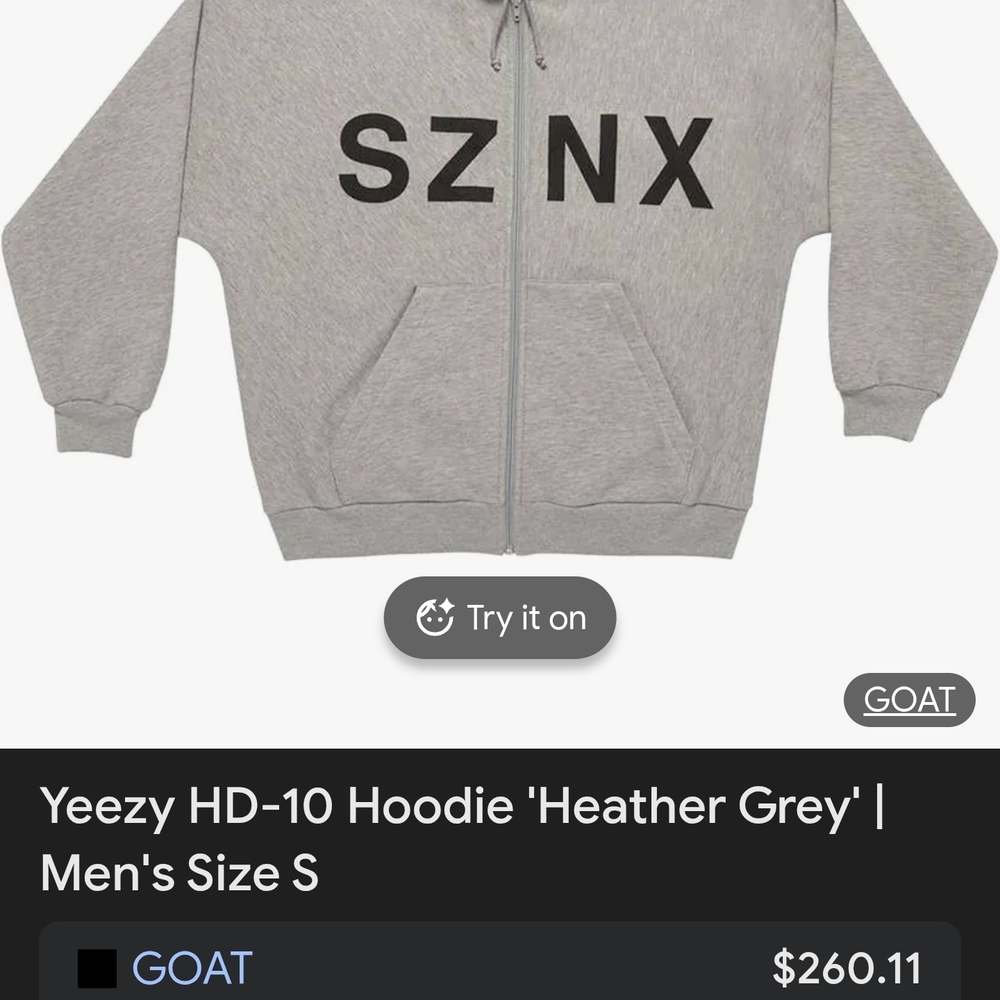 Yeezy Heather Gray Hoodie with Black Lettering - Picture 3 of 3